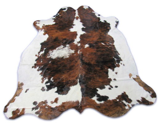 Grand tapis en peau de vache tricolore Taille : 7,5x7 pieds C-1825