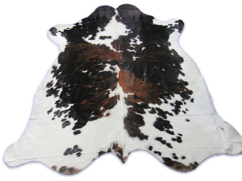 Big Tricolor Cowhide Rug Size: 7.7x7.2 feet C-1826
