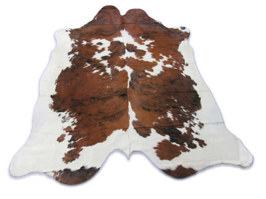 Tricolor Cowhide Rug (mainly brown tones) Size: 6.7x6 feet C-1827