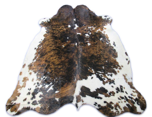 Magnifique tapis en peau de vache tricolore (un patch) Taille : 8x7 pieds C-1835