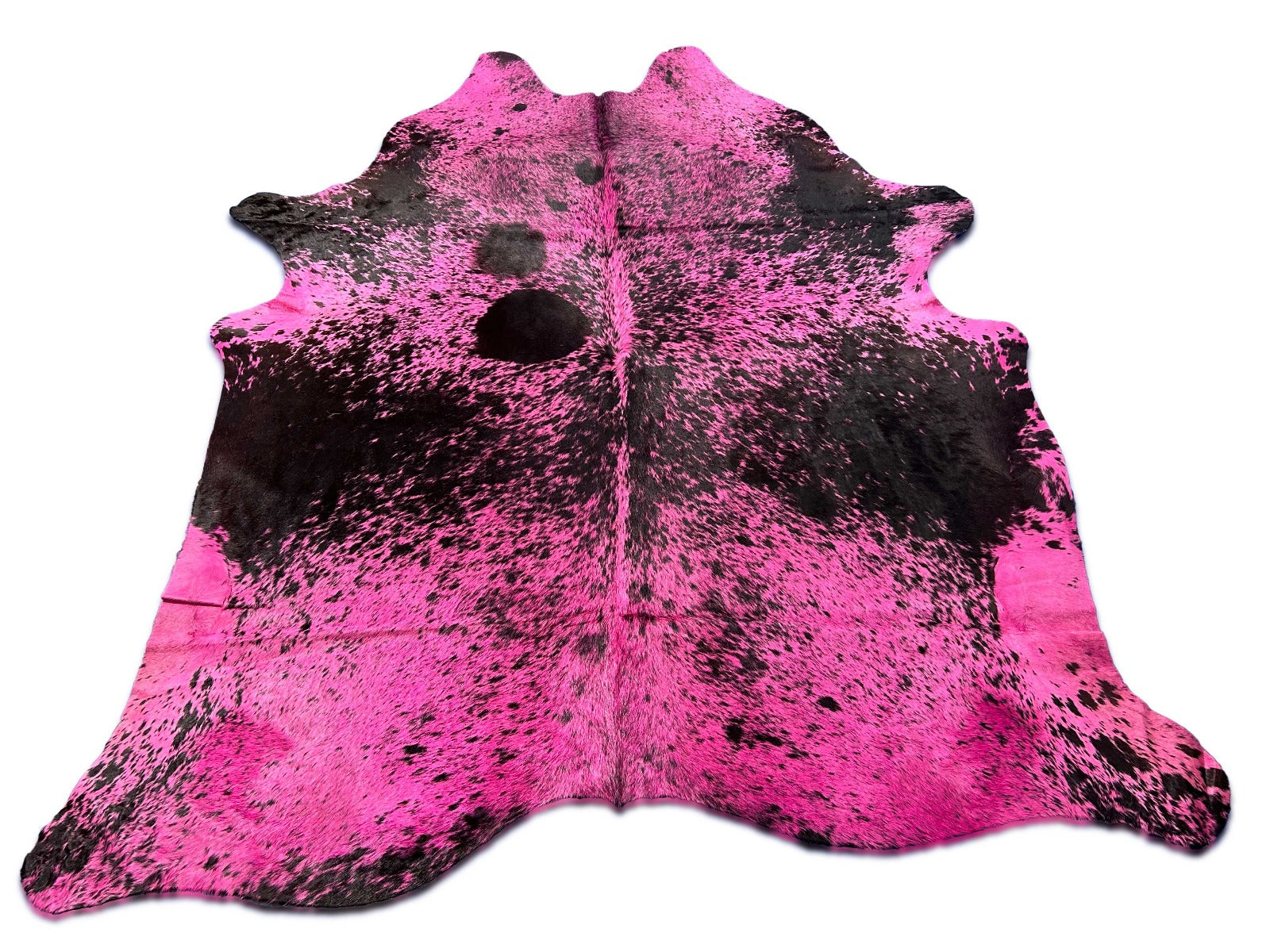 Dyed Pink Cowhide Rug (Salt & Pepper background) Size: 7.2x7 feet C-1853