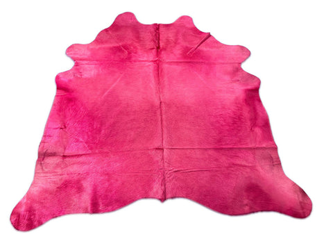 Dyed Light Pink Cowhide Rug (has a stitch) Size: 7x6 feet C-1855