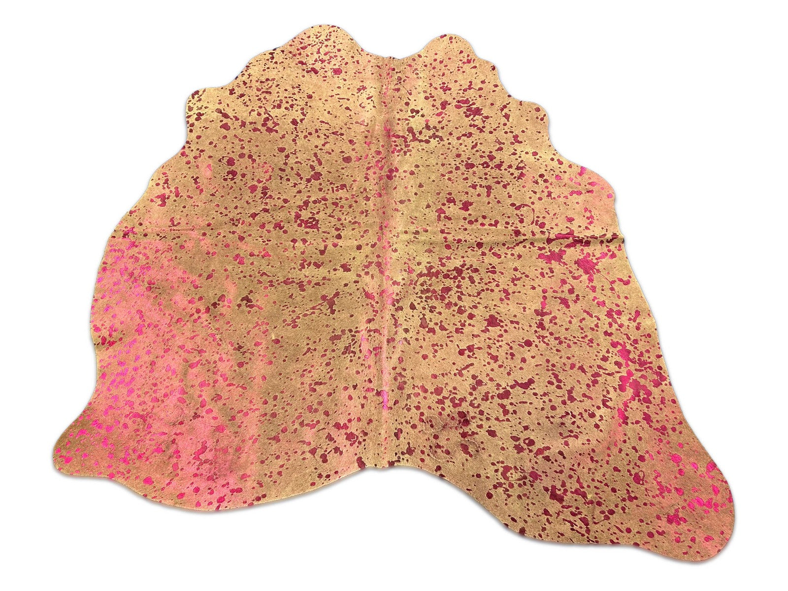 Pink Metallic Cowhide Rug Size: 4.7x5 feet C-1868