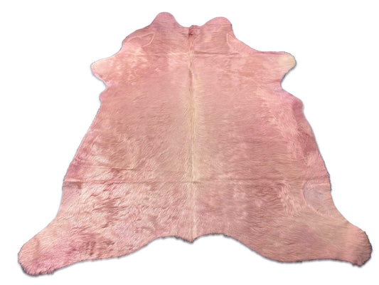 Light Pink Dyed Cowhide Rug (longish hair) Size: 6.5x7 feet C-1871