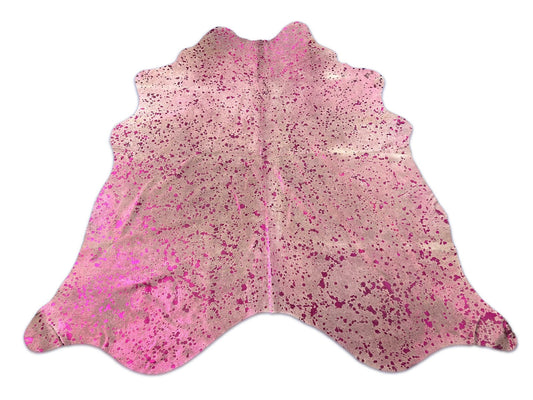 Pink Metallic Cowhide Rug Size: 7x6.7 feet C-1872