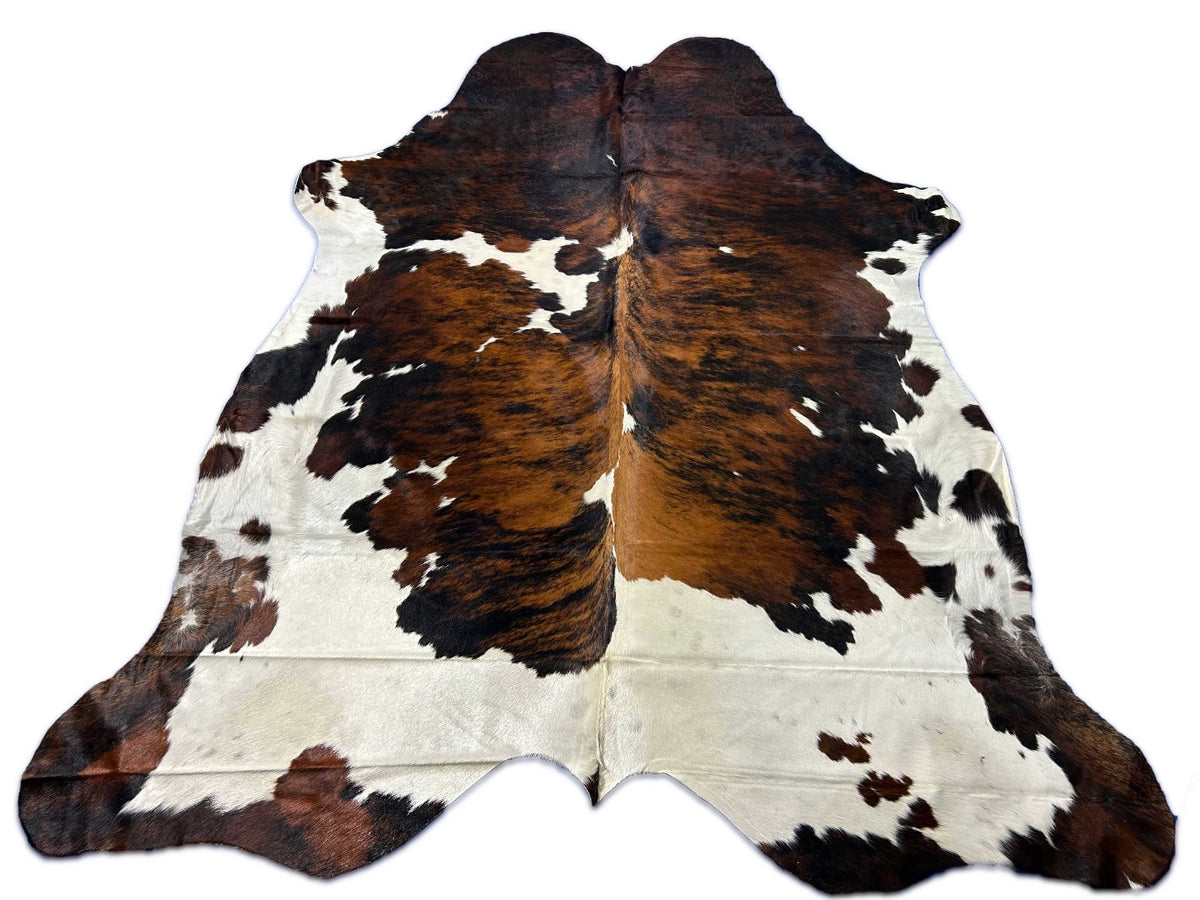 Huge Tricolor Brindle Cowhide Rug Size: 8x7 feet C-1910