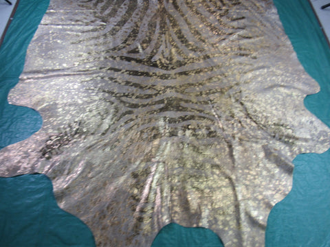 Gold Zebra Print Cowhide Rug Size: 7 1/2' X 7' Beige/Gold Zebra Acid Washed Cowhide Rug C-868