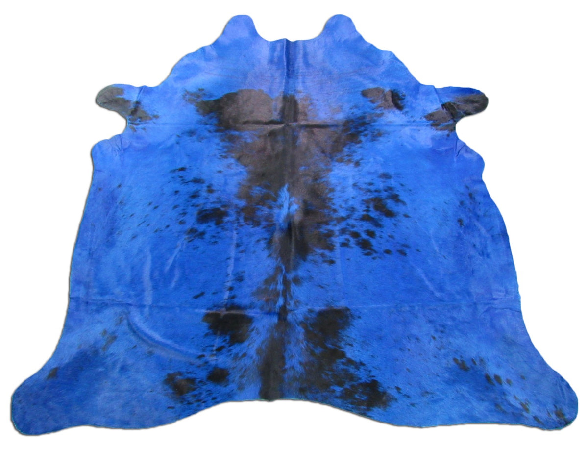 Salt & Pepper Dyed Blue Cowhide Rug - Size: 7 3/4' X 6 3/4' C-914