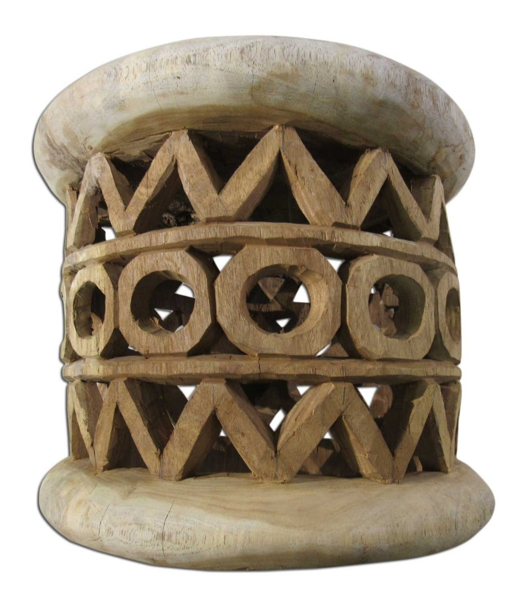 African Bamileke Stool Carved Wood Stool from Cameroon Size: 20" X 20X 16"" inches