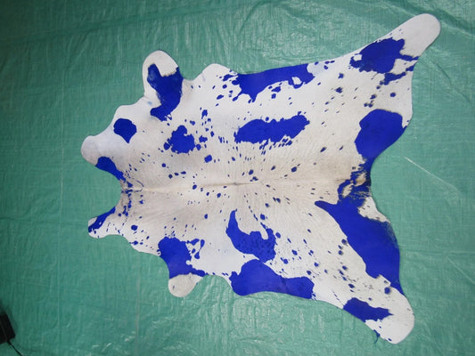 Blue Acid Washed Calfskin Size: 39" X 29" Blue/White Calf Skin Mini Cowhide Rug C-927