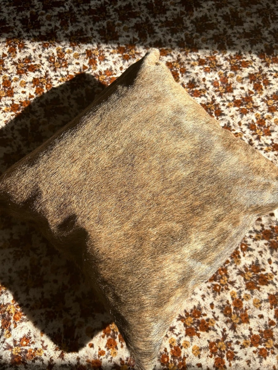 Cowhide Pillow 15 x 15" Brindle Cowhide Pillow Cover / Natural Cowhide Pillow Cover - Square - Size: 15 in x 15 inches