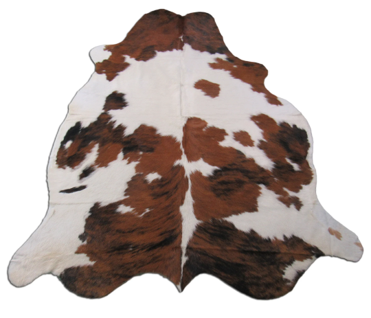 Tricolor Cowhide Rug, Speckled Brown and White Cowhide Rug Size: 7 1/2 x 6 FT C-1306