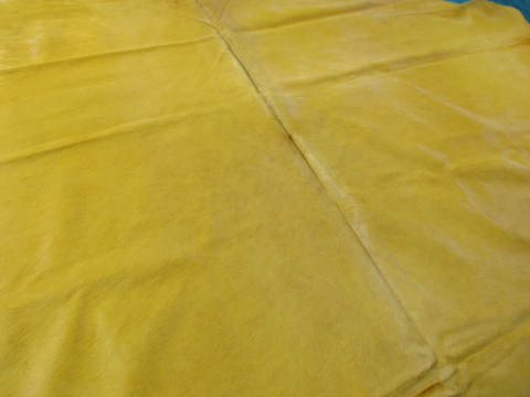 Dyed Yellow Cowhide Rug, Yellow Cow Rug from Brazil - Size: 7' X 7 1/4' - # C-1323