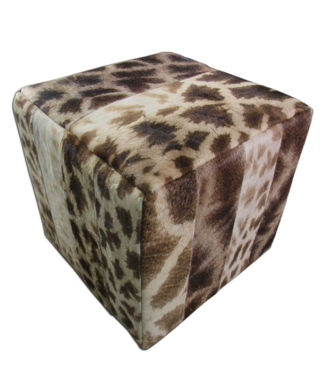 Real Giraffe Skin Ottoman Giraffe Skin Cube 20 HX20X20" Giraffe Cube Furniture