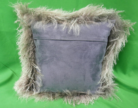 Mongolian Lamb Pillow 16"x16'" Tibet lamb16x16” Pillow Grey Cushion