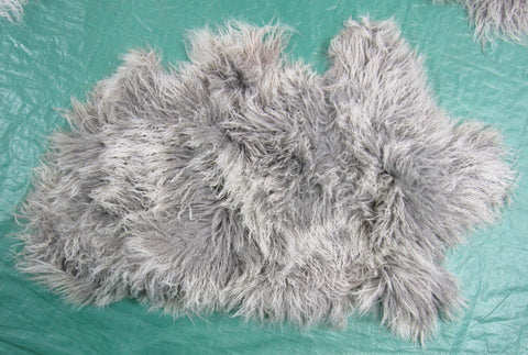 Grey Mongolian Sheepskin Rug - Size: Average 35 in X 20 in Tibetan Lamb Skin