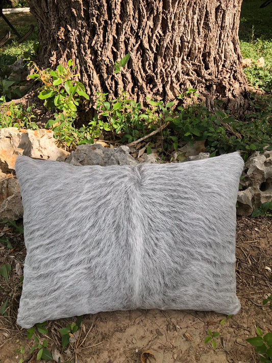 Oreiller en peau de vache Taille : 14" X 18" Oreiller en peau de veau gris-217