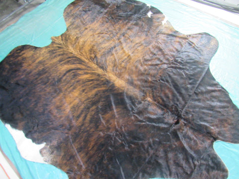 Super Cool Dark Brindle Cowhide Rug Size: 7.2x6 feet M-1221