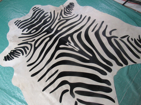 Zebra Cowhide Rug Size: 6x6 feet M-1238