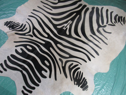 Zebra Cowhide Rug Size: 6x6 feet M-1238