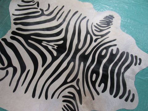 Zebra Cowhide Rug Size: 6x6 feet M-1238