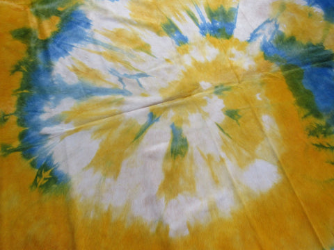 Tie Dye Cowhide Rug Size: 7' X 7' Yellow with Blue Tie-Dye Cowhide Rug C-1314