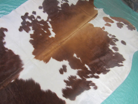 Brown & White Spotted Cowhide Rug - Size: 6.7x5.2 feet M-1246