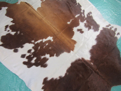 Brown & White Spotted Cowhide Rug - Size: 6.7x5.2 feet M-1246