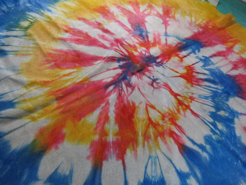 Tie Dye Cowhide Rug Size: 7 1/2' X 67 1/2' Orange with Blue Tie-Dye Cowhide Rug C-1322