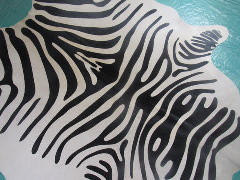 Zebra Cowhide Rug (light beige background) Size: 6.2x5.5 feet M-1250