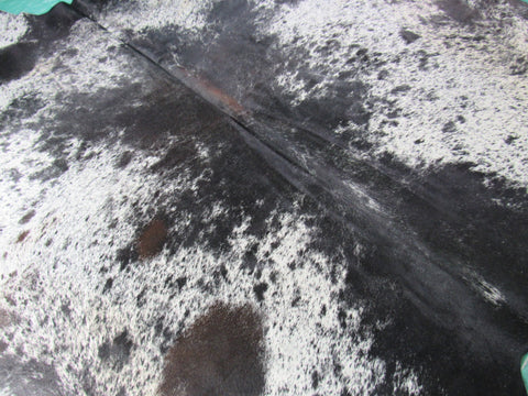 HUGE Salt & Pepper Cowhide Rug Black and White with Some Brown Mixed In Size: 8.5x7 feet B-118