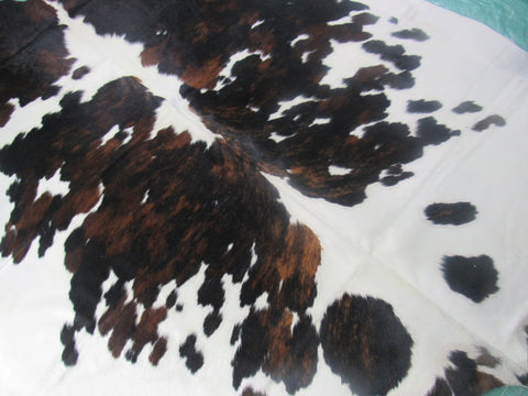 Gorgeous Tricolor Cowhide Rug Size: 7.7x6 feet M-1254