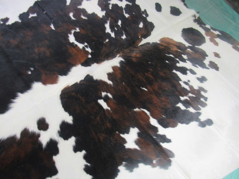 Gorgeous Tricolor Cowhide Rug Size: 7.7x6 feet M-1254