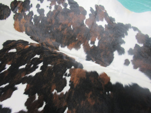 Gorgeous Tricolor Cowhide Rug Size: 7.7x6 feet M-1254