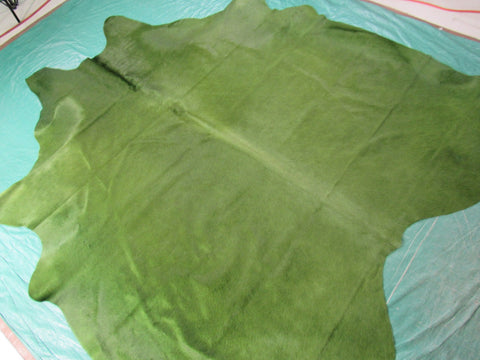 Dyed Green Cowhide Rug - Size: 7' x 6 3/4' C-1332