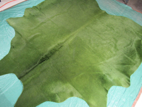 Dyed Green Cowhide Rug - Size: 7' x 6 3/4' C-1332