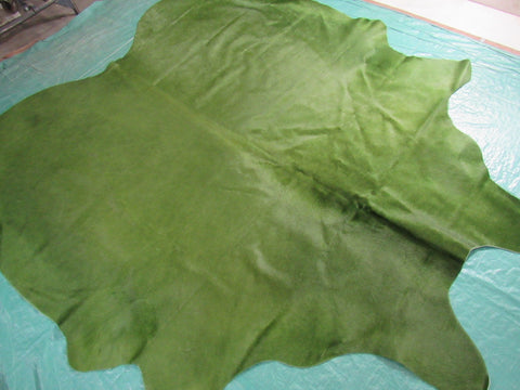 Dyed Green Cowhide Rug - Size: 7' x 6 3/4' C-1332