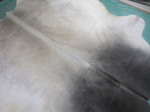 Grey Cowhide Rug (neck is black and has beige mixed in) Size: 8x7.2 feet M-1259