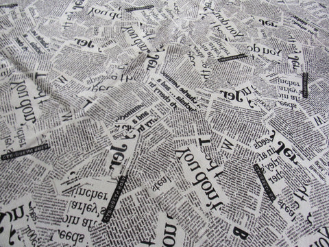 Newspaper Print Cowhide Rug (Background is Light Beige) Size: 6.25x6 feet C-1335