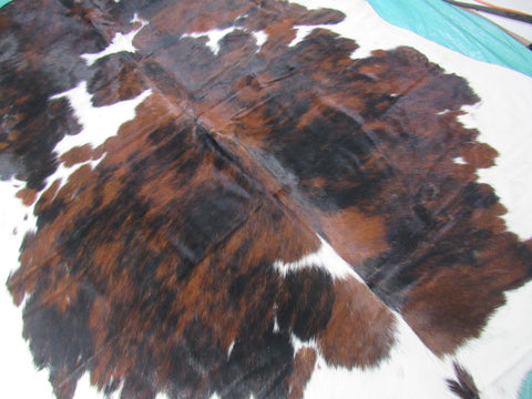 Big Tricolor Cowhide Rug Size: 8x7.2 feet M-1282