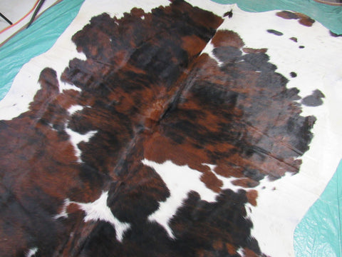 Big Tricolor Cowhide Rug Size: 8x7.2 feet M-1282