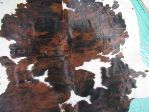 Big Tricolor Cowhide Rug Size: 8x7.2 feet M-1282