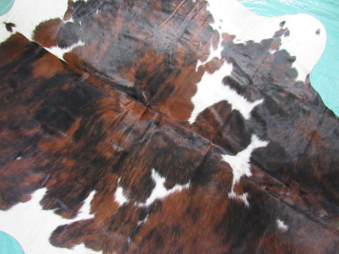 Big Tricolor Cowhide Rug Size: 8x7.2 feet M-1282