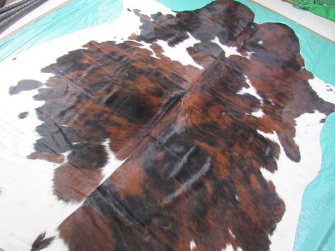 Big Tricolor Cowhide Rug Size: 8x7.2 feet M-1282