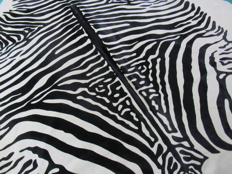 African Zebra Print Cowhide Rug Size: 7' X 6 1/2' Black/White Zebra Cowhide Rug C-1359