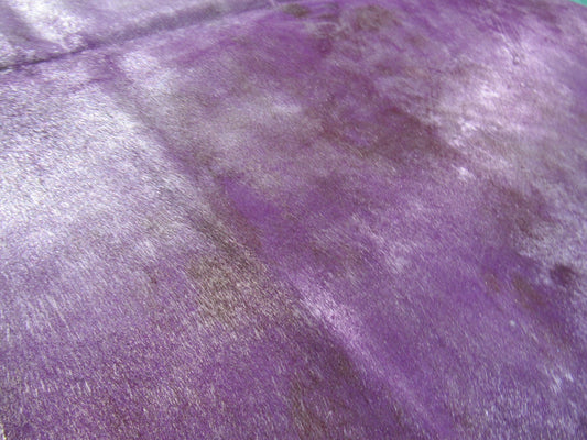 Dyed Purple Cowhide Rug with Metallic Glitter - Size: 6.7x7 feet O-1123
