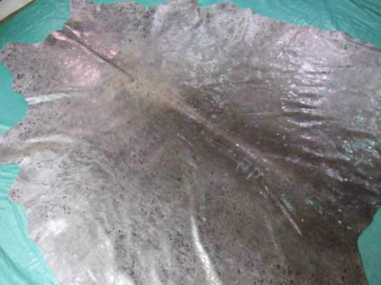 Pewter Metallic Cowhide Rug Size: 7x6 feet O-1125