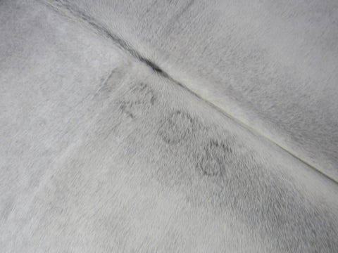 Light Grey Cowhide Rug (some fire brands) Size: 7.5x7 feet O-1126