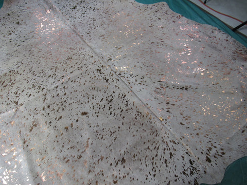 Bright Rose Gold Cowhide Rug Size: 8x6.7 feet O-1130