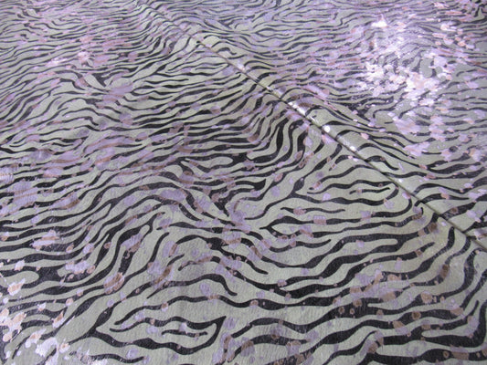 Baby Zebra Cowhide Rug Size: 7' x 5 1/2' Pink/Rose Gold Metallic Acid Washed Cowhide Rug C-1365